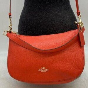 Coach Chelsea Red/Orange Leather Crossbody Shoulder 2-Way Bag Handbag